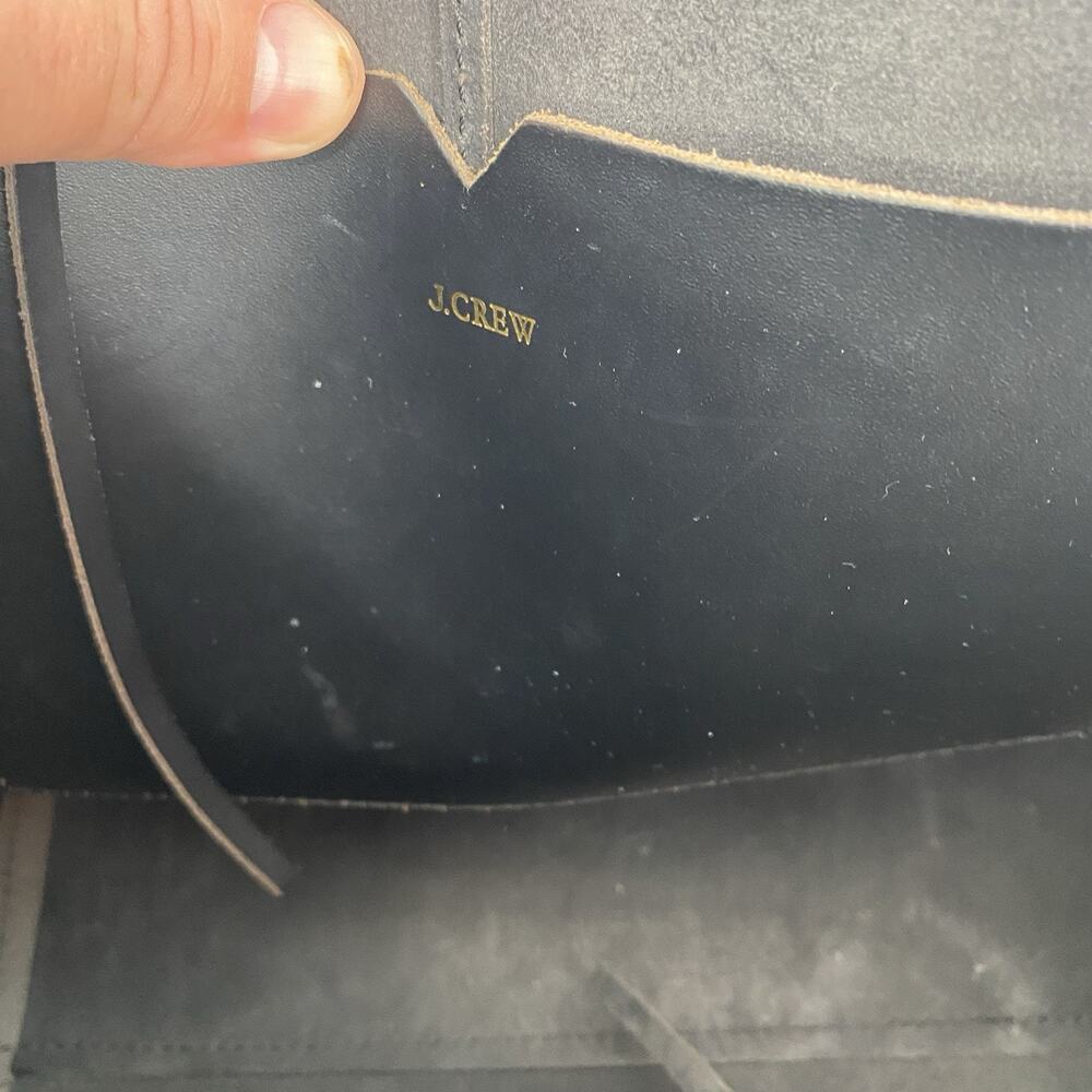 J Crew All Leather Black Uptown Tote Bag Purse - Picture 8 of 10